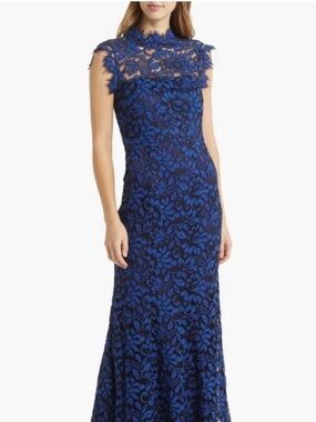 Eliza J Blue floral lace formal dress